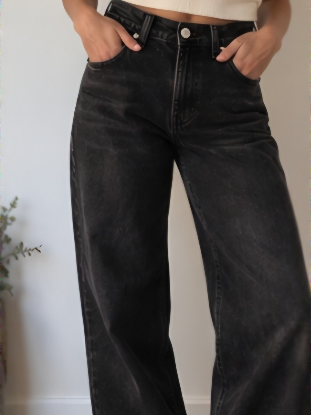 Rare Vintage Gap 1969 Always Fits Wide Leg Jeans in Black Waist 12 Regular